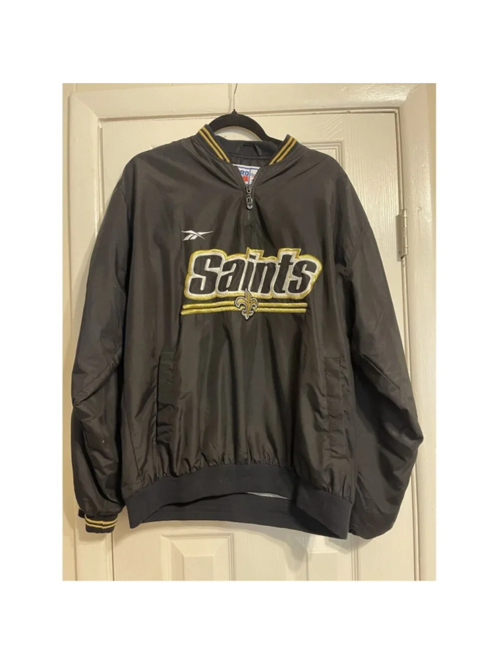 VTG Rebook Pro Line New Orleans Saints NFL Gold Thread Windbreaker M